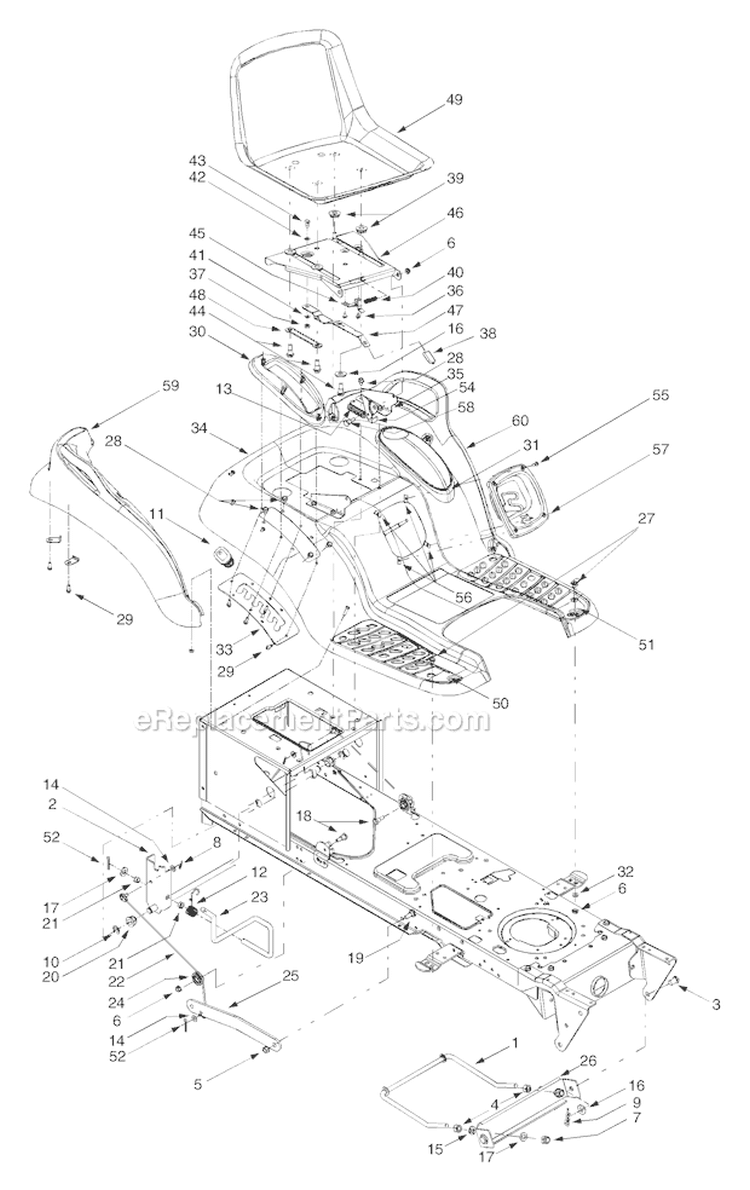 Page B Diagram and Parts List for GTX2654 14AZ809K063 -2003 Troy-Bilt Lawn Tractor