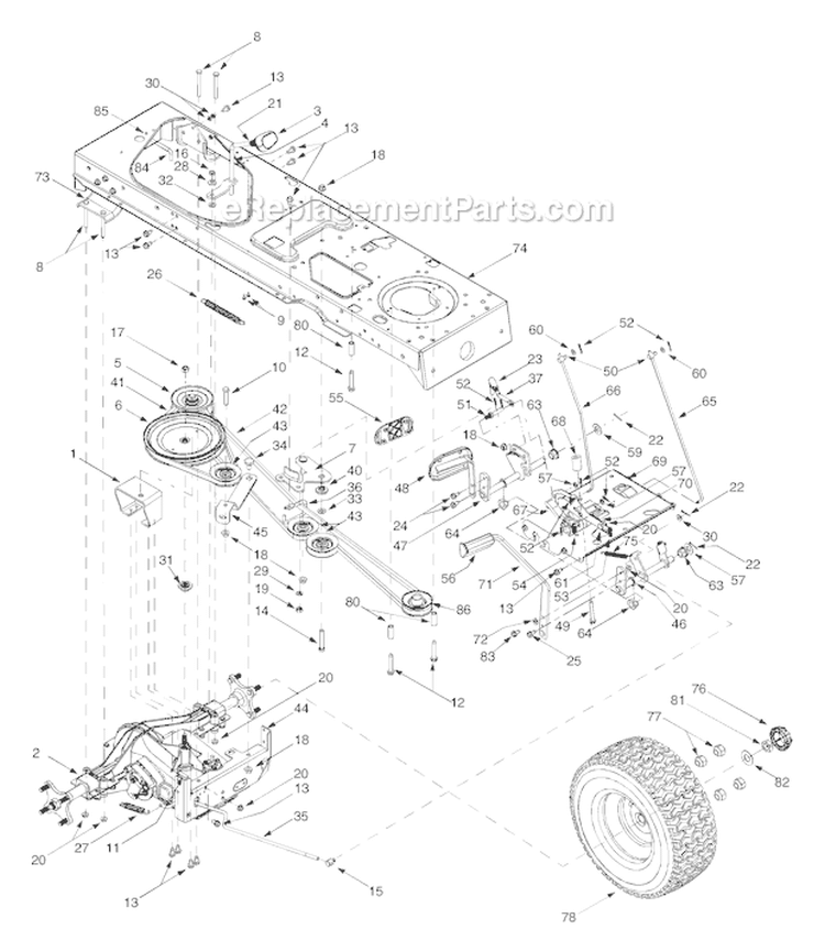 Page C Diagram and Parts List for GTX2654 14AZ809K063 -2003 Troy-Bilt Lawn Tractor