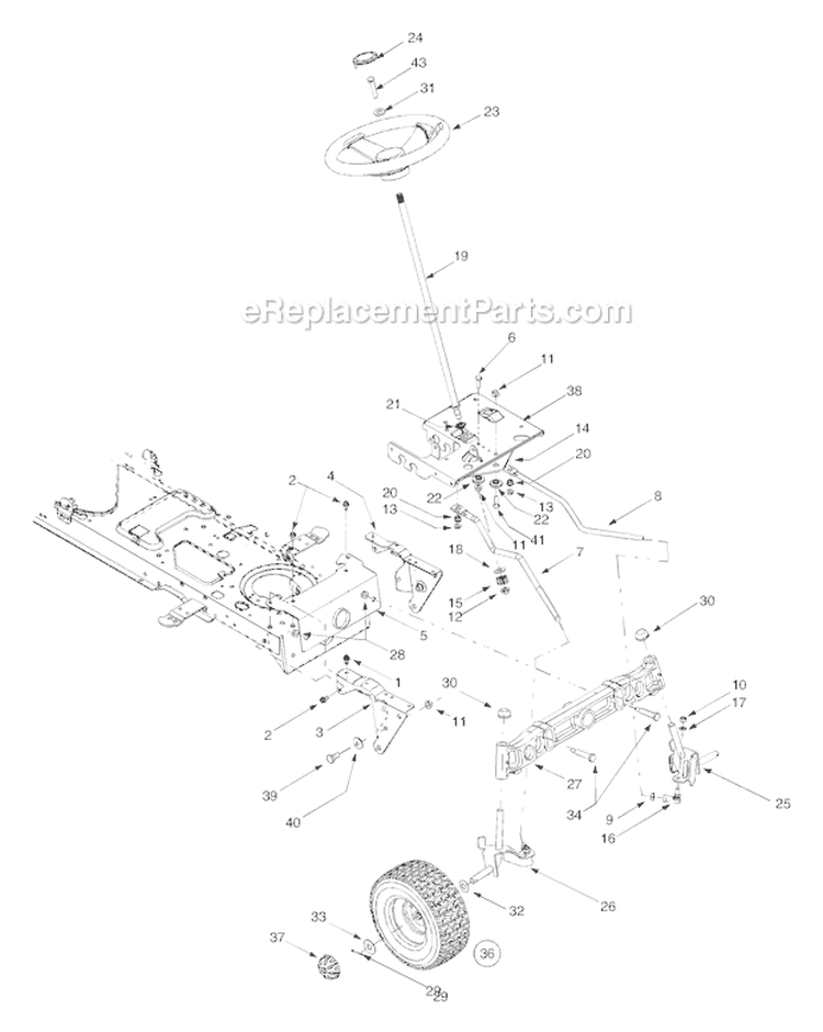 Page D Diagram and Parts List for GTX2654 14AZ809K063 -2003 Troy-Bilt Lawn Tractor