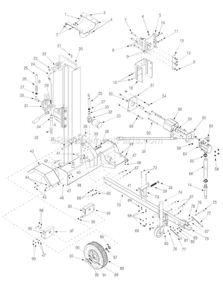 Page A Diagram and Parts List for LS33T 2005-2 Troy-Bilt Log Splitter