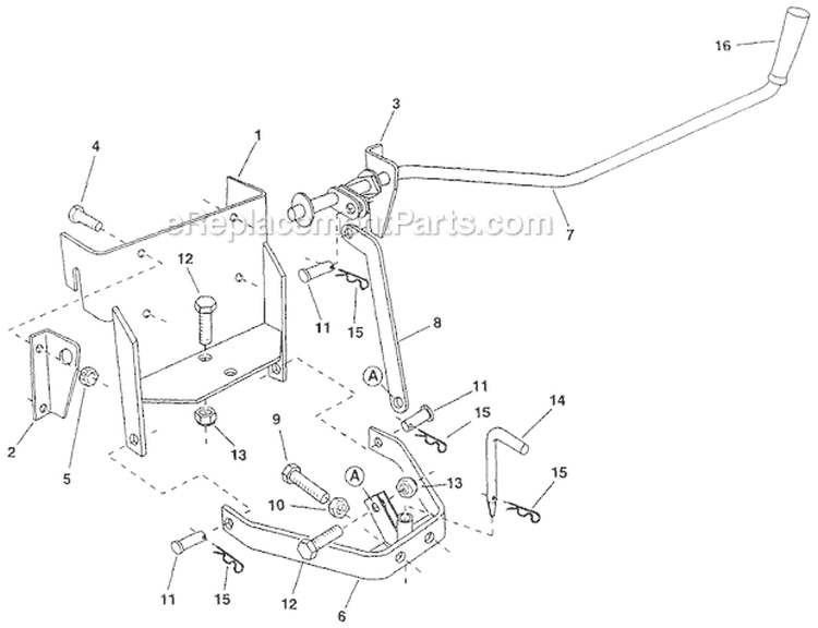 Page A Diagram and Parts List for OEM-190-608 2007 Troy-Bilt Lawn Tractor Accessories