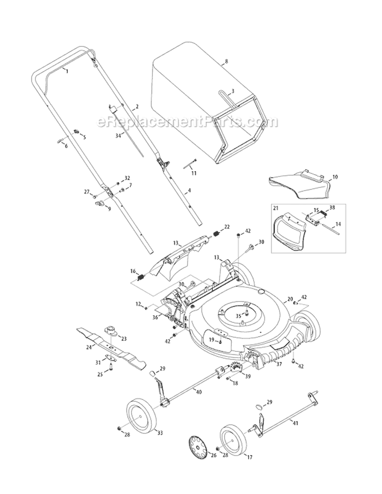 Page A Diagram and Parts List for TB110 11A-A26M066 2011 Troy-Bilt Lawn Mower