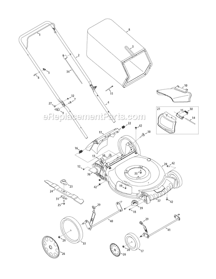 Page A Diagram and Parts List for TB130 11A-B29Q711 2011 Troy-Bilt Lawn Mower
