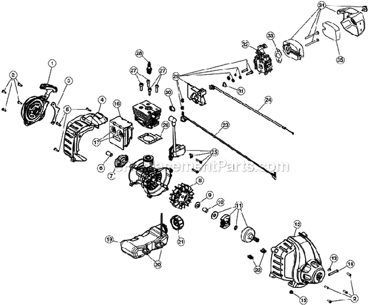 Engine Assembly Diagram and Parts List for TB2044XP  Troy-Bilt Trimmer