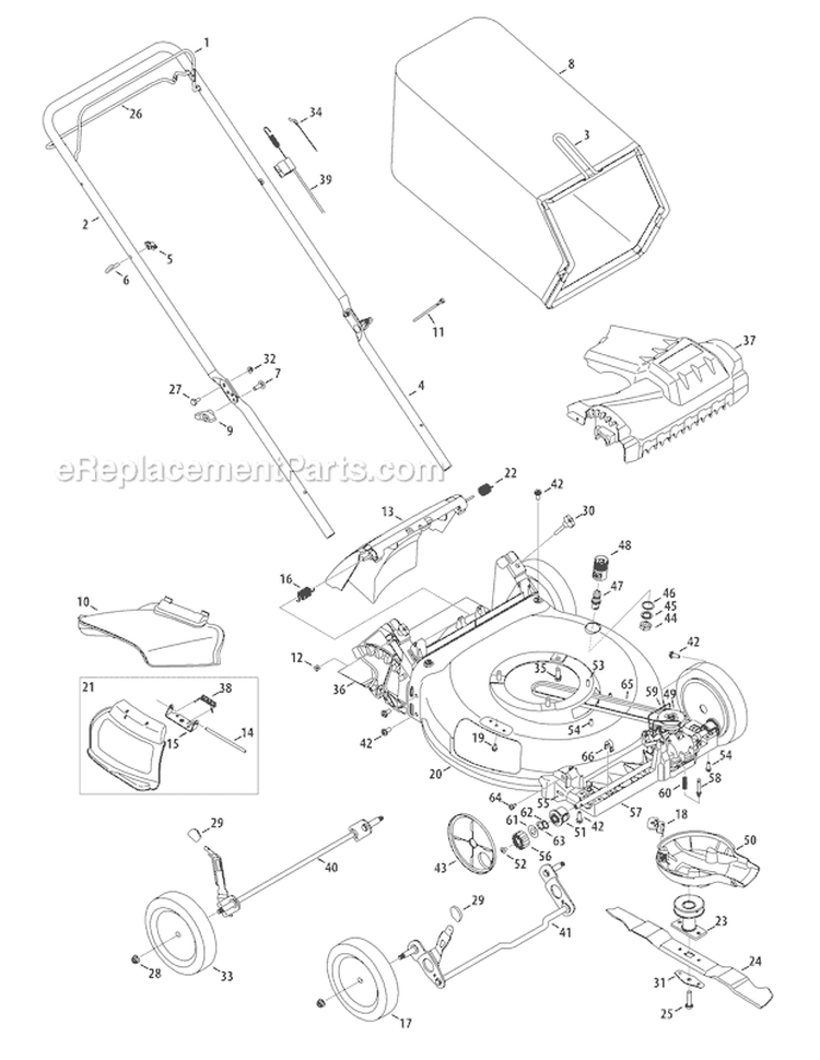 Page A Diagram and Parts List for TB210 12A-A26M011 2010 Troy-Bilt Lawn Mower