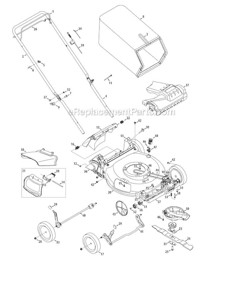 Page A Diagram and Parts List for TB210 12A-A26M066 2011 Troy-Bilt Lawn Mower