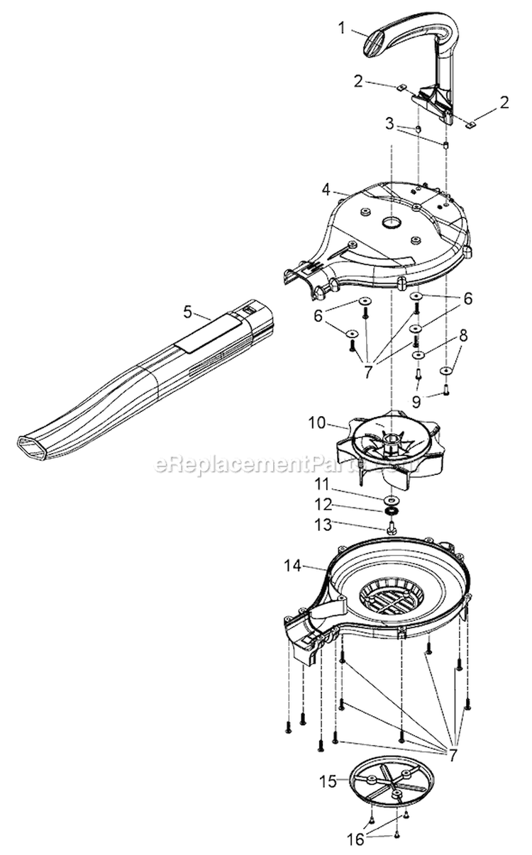 Page B Diagram and Parts List for TB250B 41AR290G966 Troy-Bilt Leaf Blower / Vacuum