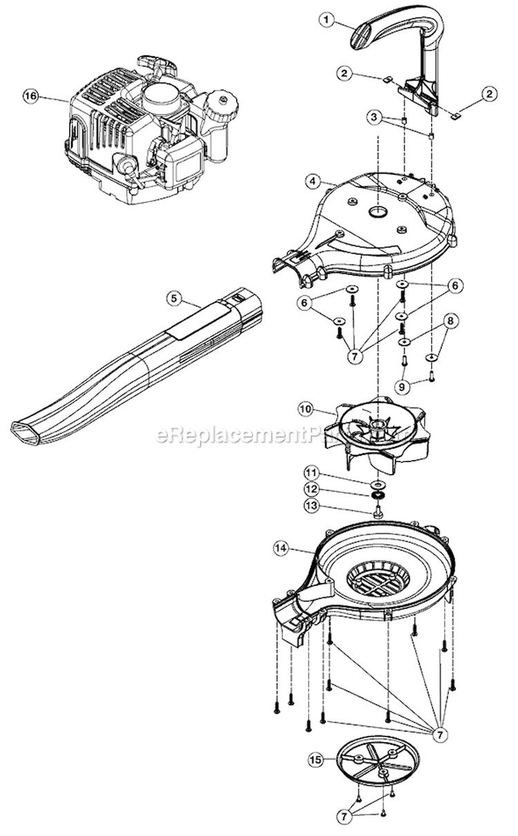 Page A Diagram and Parts List for TB250B 41BR290G966 Troy-Bilt Leaf Blower / Vacuum