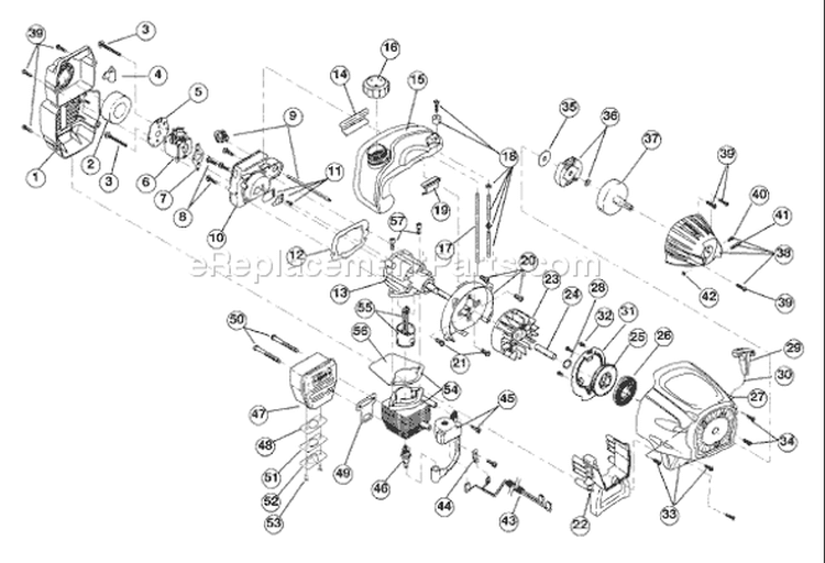 Page B Diagram and Parts List for TB25CS 41ADT25C766 Troy-Bilt Trimmer
