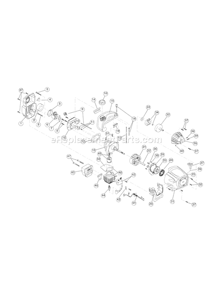 Page B Diagram and Parts List for TB25CS 41ADT25C966 Troy-Bilt Trimmer