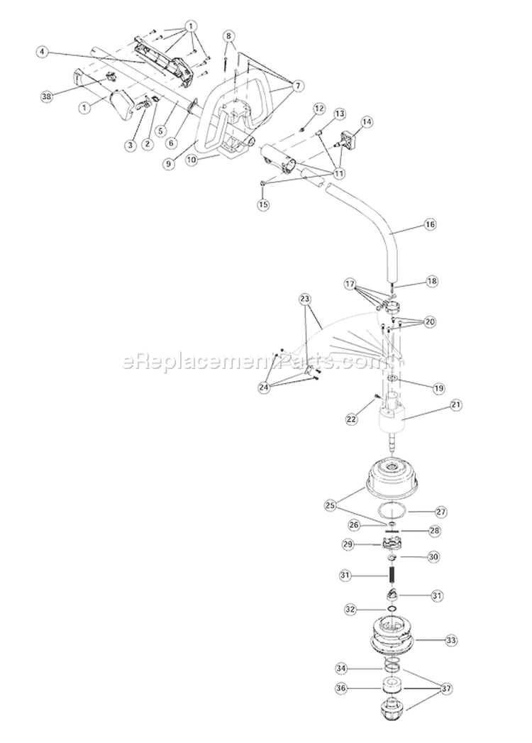 Page A Diagram and Parts List for TB25CS 41BDT25C063 Troy-Bilt Trimmer