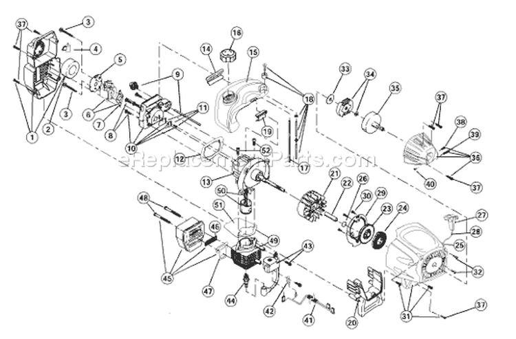 Page B Diagram and Parts List for TB25CS 41BDT25C063 Troy-Bilt Trimmer