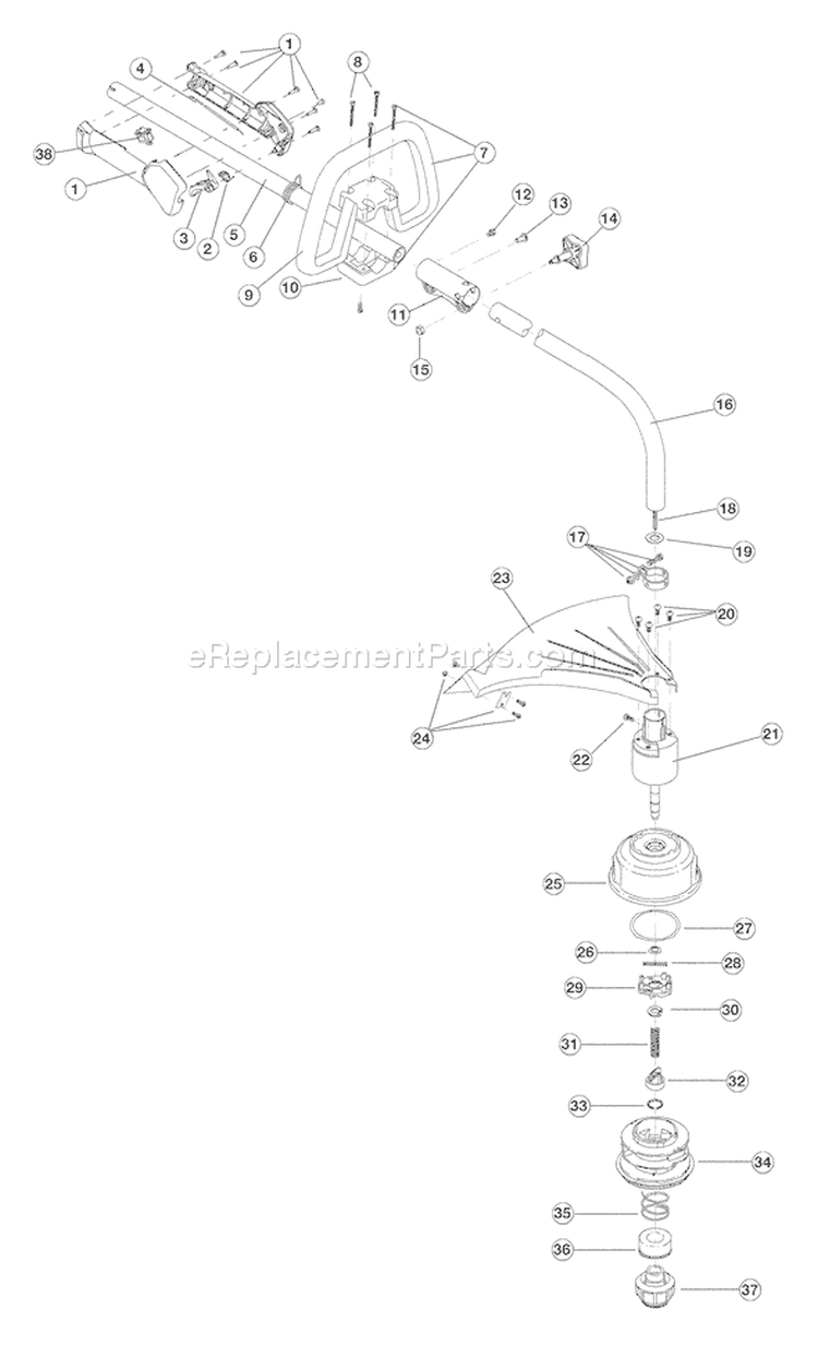 Page A Diagram and Parts List for TB25CS 41BDT25C766 Troy-Bilt Trimmer