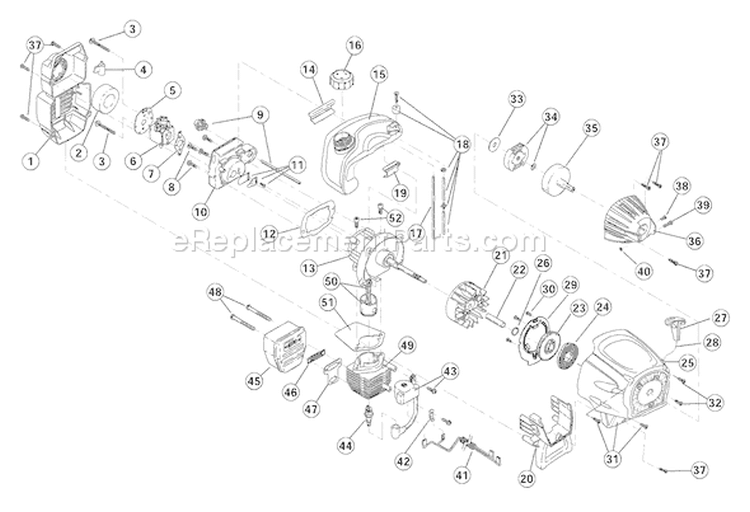 Page B Diagram and Parts List for TB25ET 41ADT2EC066 Troy-Bilt Trimmer