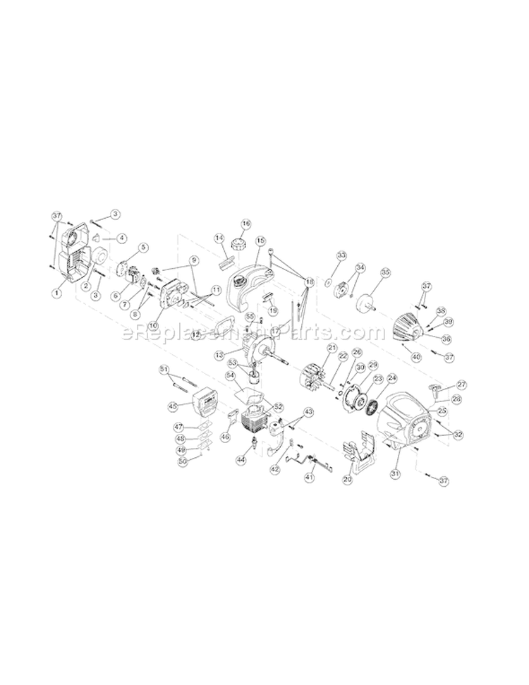 Page B Diagram and Parts List for TB25ET 41ADT2EC966 Troy-Bilt Trimmer