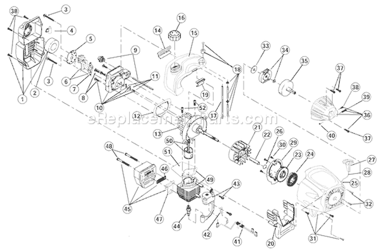 Page C Diagram and Parts List for TB25ET 41BDT2EC063 Troy-Bilt Trimmer