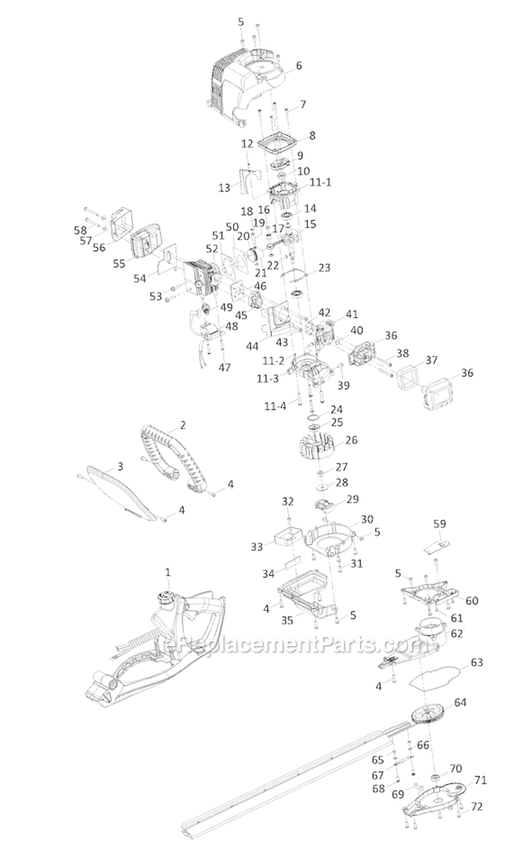 Page A Diagram and Parts List for TB25GHT 41AQ25HG711 Troy-Bilt Trimmer
