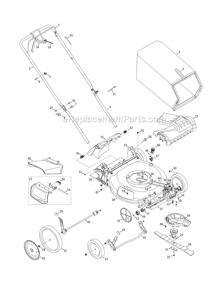 Page A Diagram and Parts List for TB260 12AVB29Q711 2011 Troy-Bilt Lawn Mower