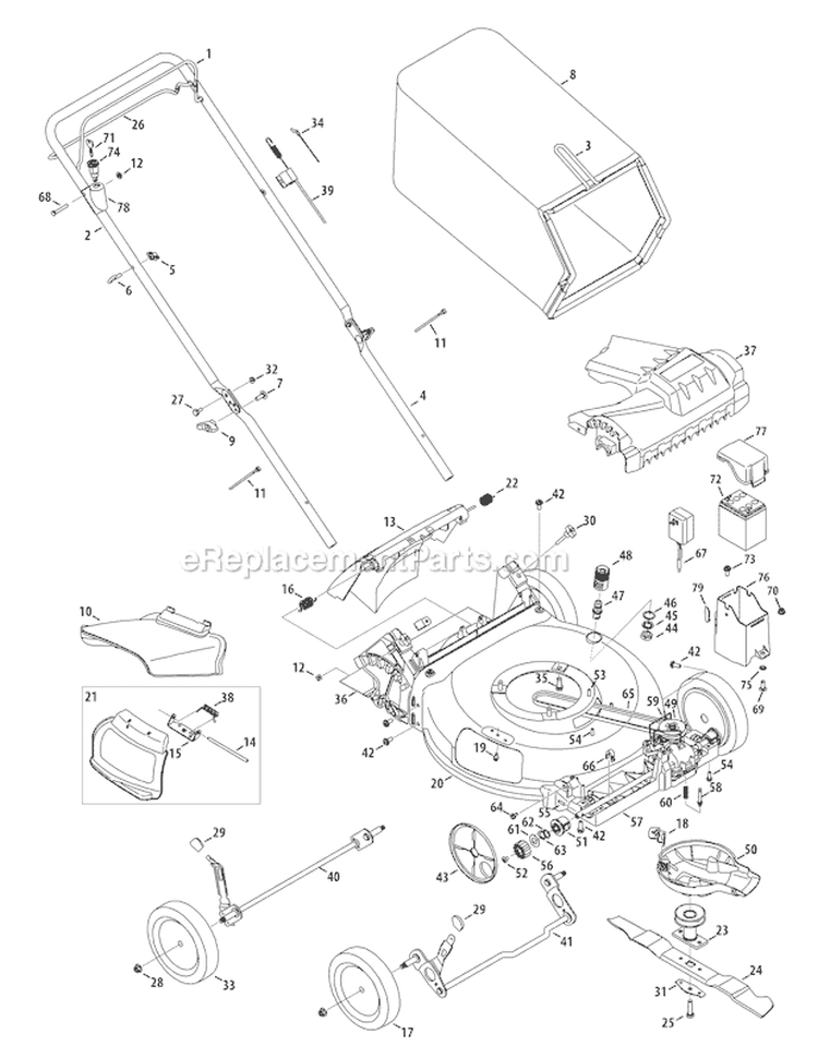 Page A Diagram and Parts List for TB270ES 12AEA29M211 2010 Troy-Bilt Lawn Mower