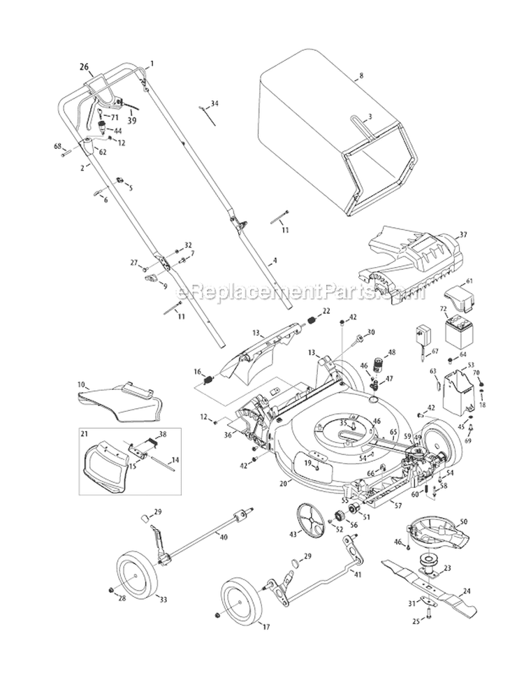 Page A Diagram and Parts List for TB280ES 12AGA26E011 2011 Troy-Bilt Lawn Mower