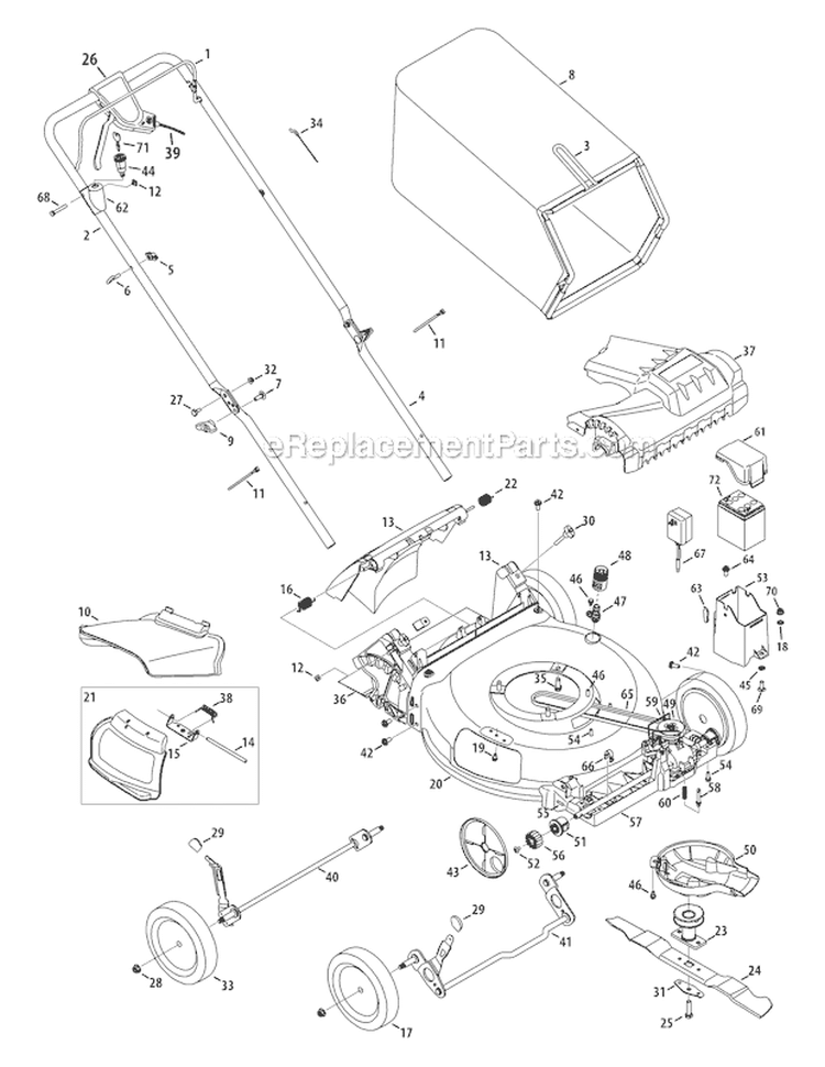 Page A Diagram and Parts List for TB280ES 12AGA26G211 2012 Troy-Bilt Lawn Mower