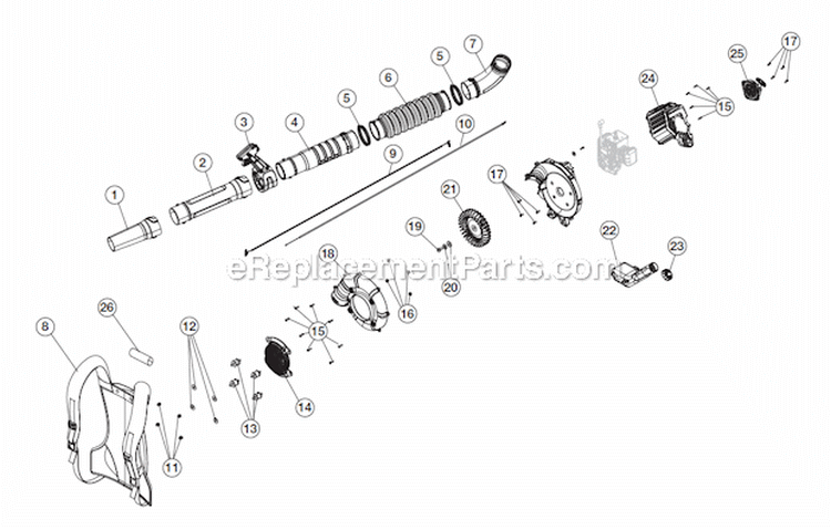 Page B Diagram and Parts List for TB2BP 41AR2BEG966 Troy-Bilt Leaf Blower / Vacuum