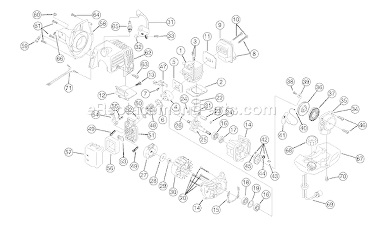 Page B Diagram and Parts List for TB3000 41ADTB3G063 Troy-Bilt Trimmer
