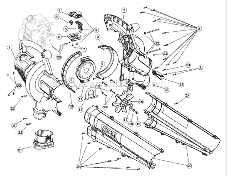 Page B Diagram and Parts List for TB3100BV 41ASGBVG063 Troy-Bilt Leaf Blower / Vacuum