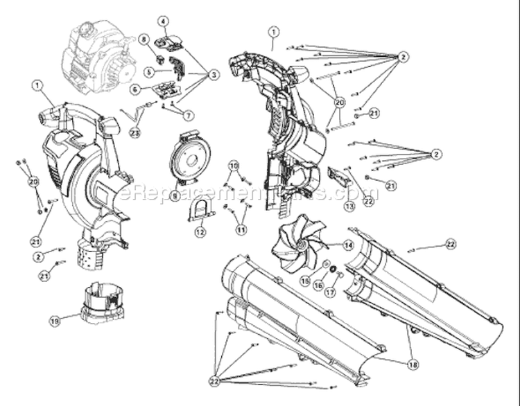 Page B Diagram and Parts List for TB310QS 41ASGBPG966 Troy-Bilt Leaf Blower / Vacuum