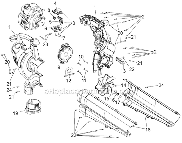 Page B Diagram and Parts List for TB310QS 41BSGBPG966 Troy-Bilt Leaf Blower / Vacuum