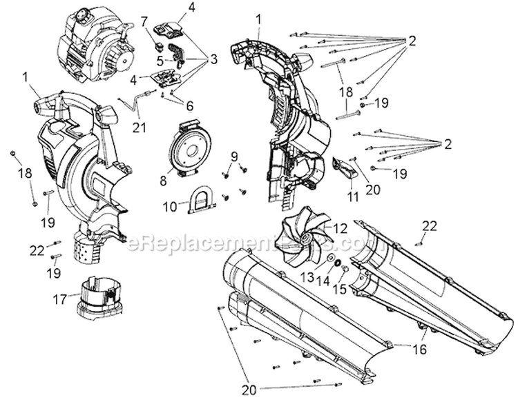Page B Diagram and Parts List for TB310QS 41CSGBPG966 Troy-Bilt Leaf Blower / Vacuum
