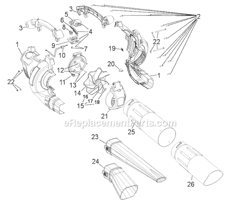 Page B Diagram and Parts List for TB320BV 41BS320G966 Troy-Bilt Leaf Blower / Vacuum