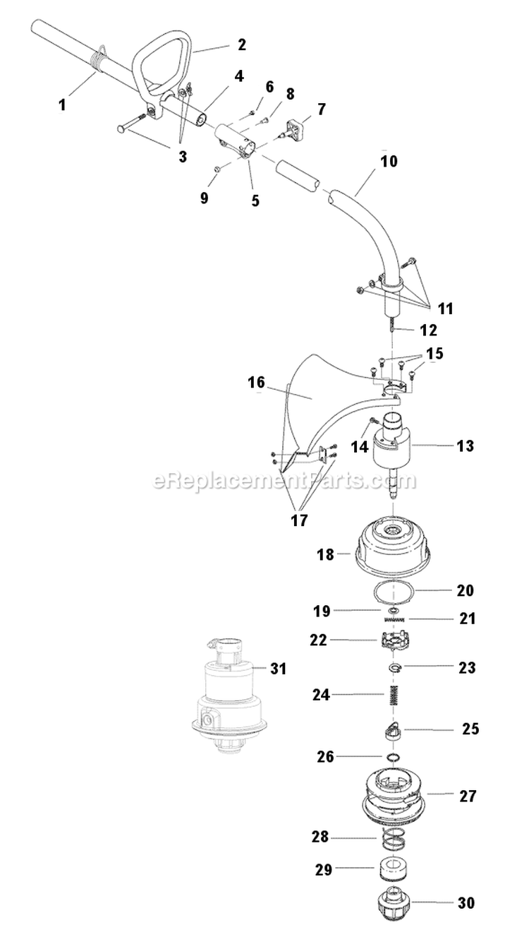 Page A Diagram and Parts List for TB32CS 41AC132C966 Troy-Bilt Trimmer