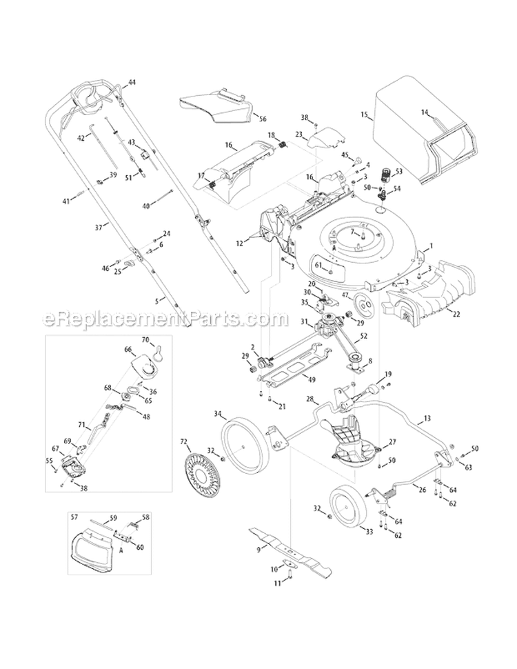 Page A Diagram and Parts List for TB350XP 12AKD39C211 2011 Troy-Bilt Lawn Mower