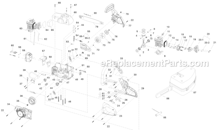 Page A Diagram and Parts List for TB3516 41BY28AR966 Troy-Bilt Chainsaw
