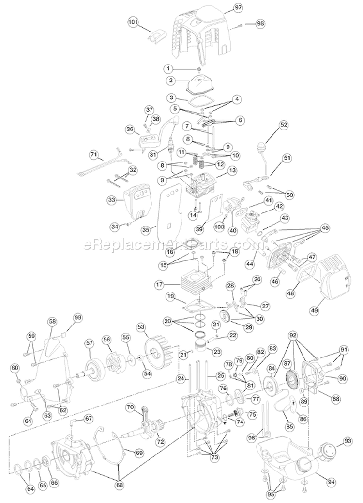 Page B Diagram and Parts List for TB4000 41ADTB4G063 Troy-Bilt Trimmer