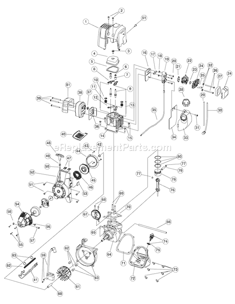 Page B Diagram and Parts List for TB415CS 41ADT41C711 Troy-Bilt Trimmer