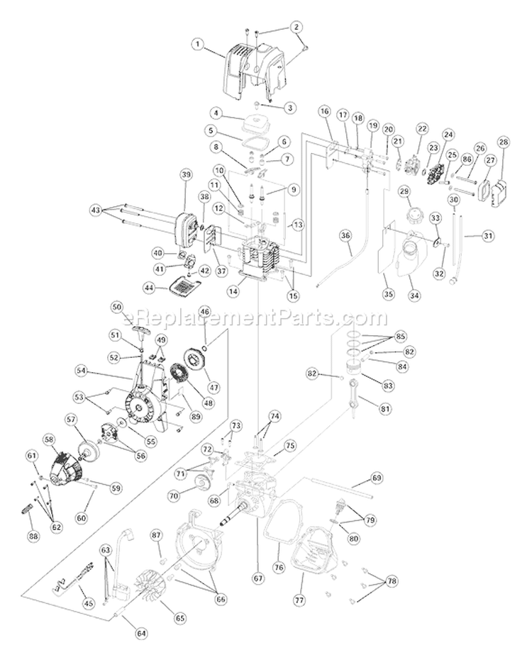Page B Diagram and Parts List for TB475SS 41BDT47C063 Troy-Bilt Trimmer