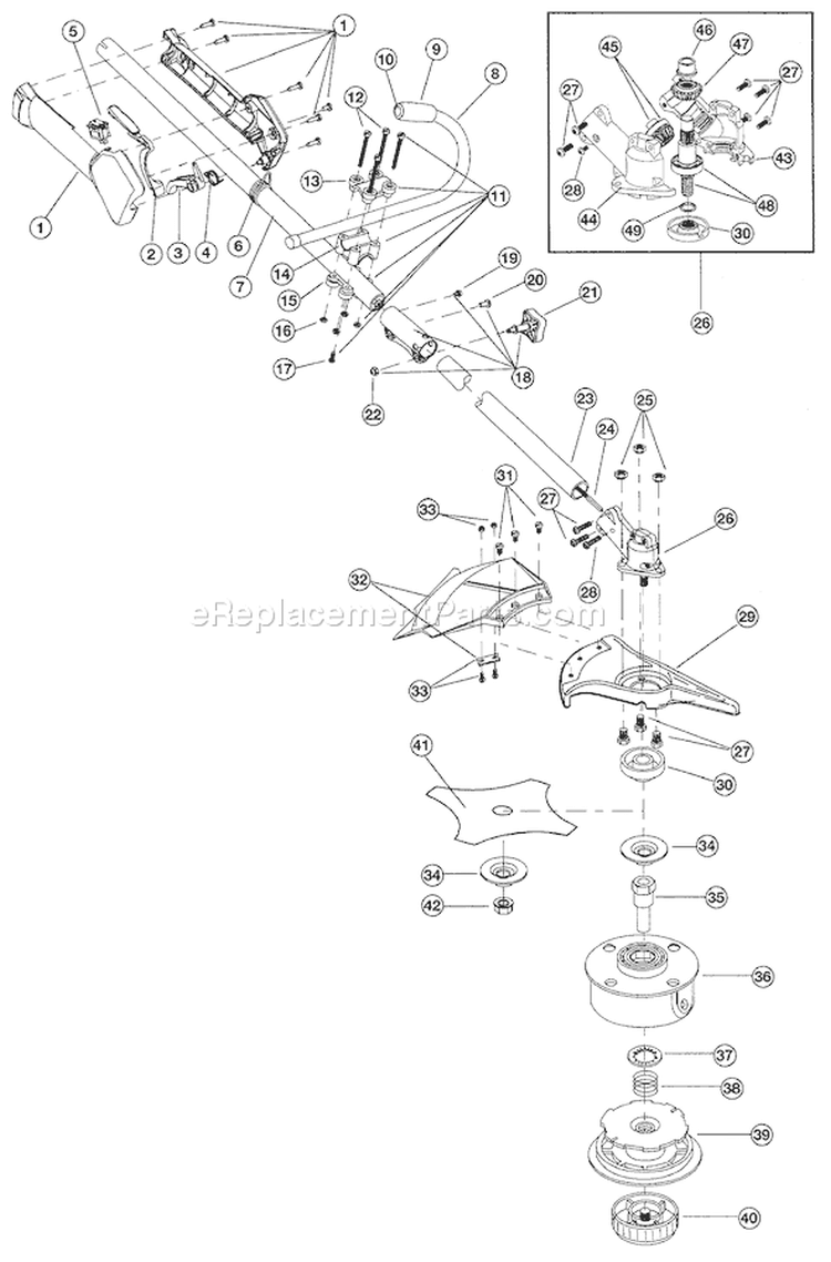 Page A Diagram and Parts List for TB490BC 41ADT49C063 Troy-Bilt Trimmer