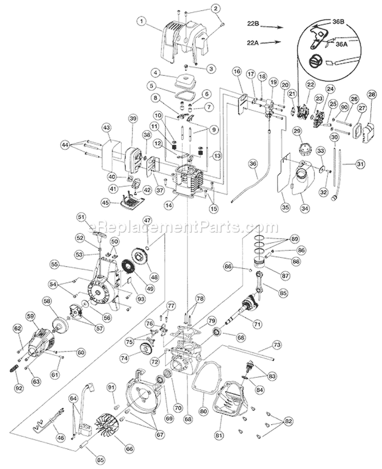 Page B Diagram and Parts List for TB490BC 41ADT49C063 Troy-Bilt Trimmer
