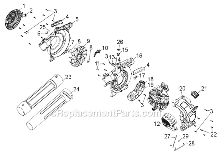 Page B Diagram and Parts List for TB4SC 41AS4SCG966 Troy-Bilt Leaf Blower / Vacuum