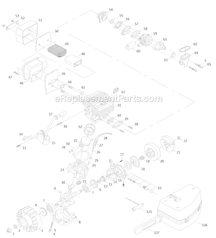Page B Diagram and Parts List for TB5020CC 41AY00AR966 Troy-Bilt Chainsaw