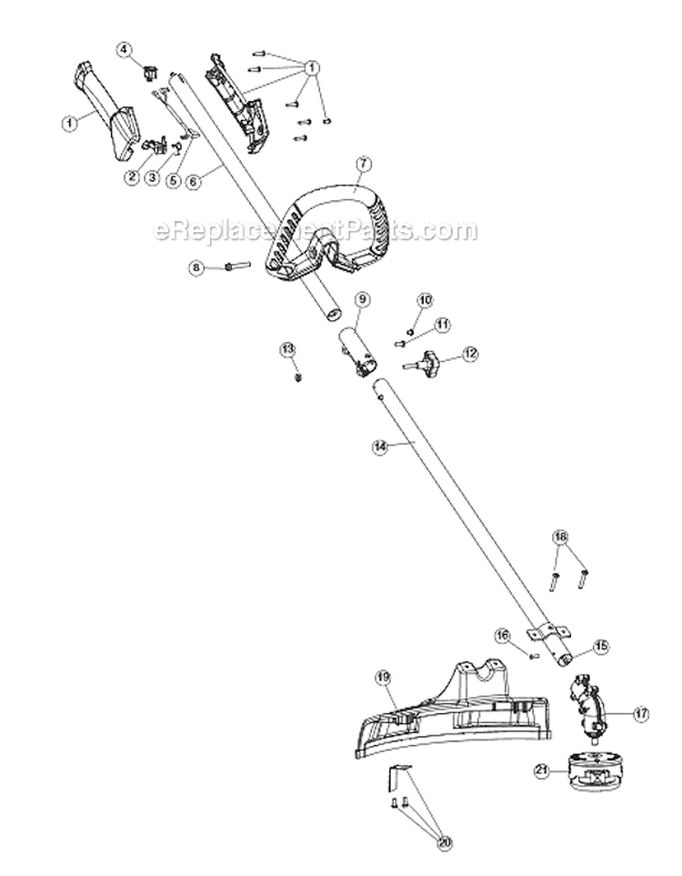 General Assembly Diagram and Parts List for TB575EC 41ADT57C766 Troy-Bilt Trimmer