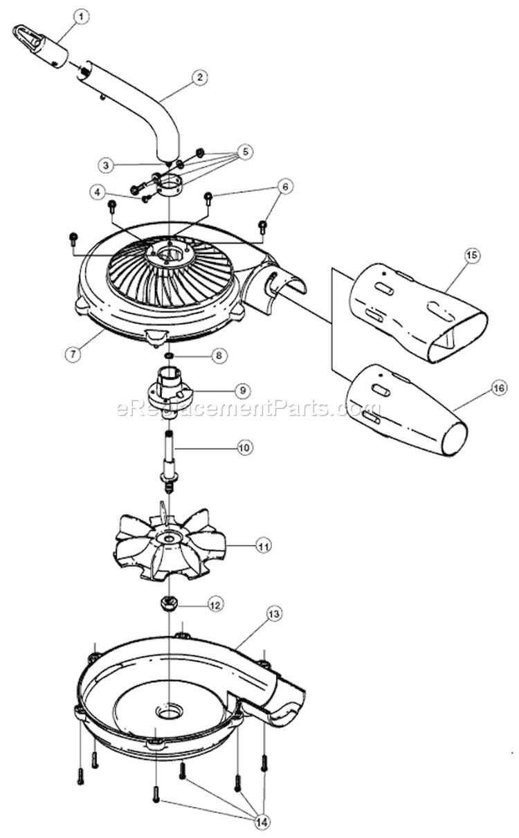 Page A Diagram and Parts List for TB720R 41AJBVB054 Troy-Bilt Leaf Blower / Vacuum