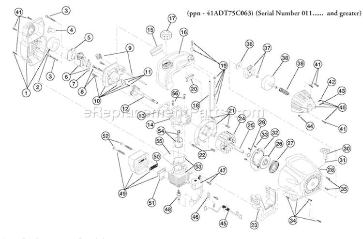 Page B Diagram and Parts List for TB75SS 41ADT75C063 Troy-Bilt Trimmer