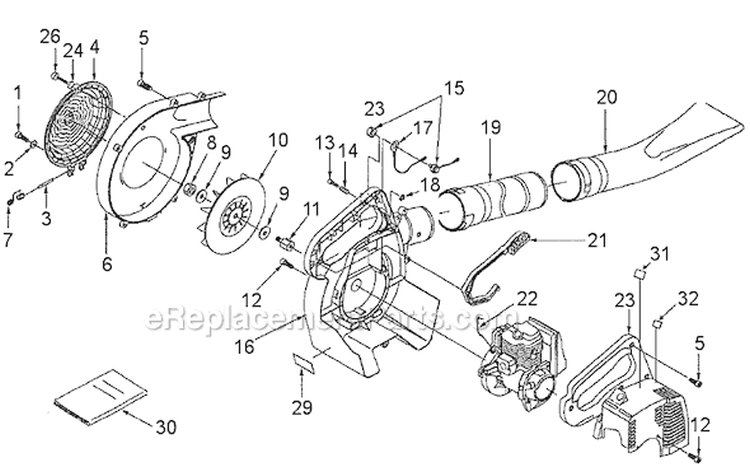 Page A Diagram and Parts List for TB926B 41AR926G711 Troy-Bilt Leaf Blower / Vacuum