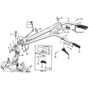 Handlebar Assembly Diagram and Parts List for HORSESERIALNO857037ANDUP  Troy-Bilt Tiller
