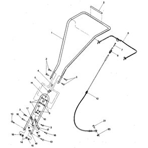 Handlebars, Forward Clutch Cable And Handlebar Mtg Hdw Diagram and Parts List for TUFFYSERIAL#XD0100&UP  Troy-Bilt Tiller