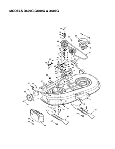 Deck/Brake/Gear Diagram and Parts List for X609G  Troy-Bilt Lawn Tractor