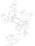 Frame And Pto Lift Diagram and Parts List for 13AN77KG011 Pony -2009 Troy-Bilt Lawn Tractor